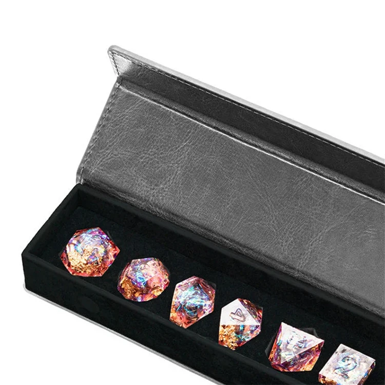 Custom Rectangle Small Gift Dice Storage Bag Leather Dnd Dice Box