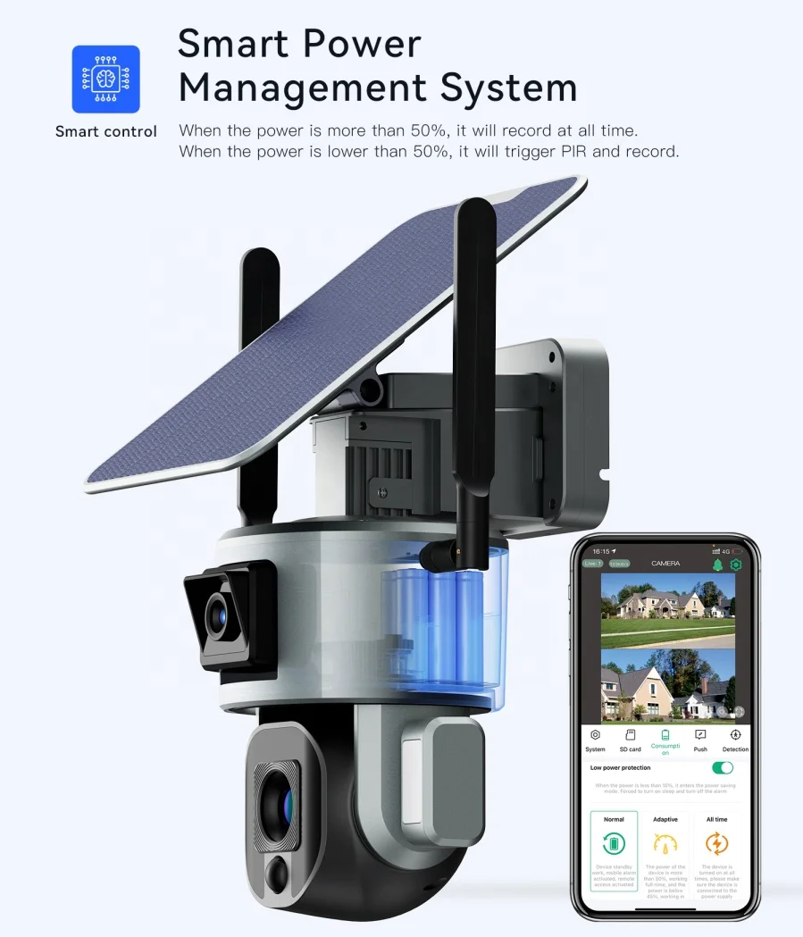 Outdoor Waterproof Security WiFi Camera Dome Security Surveillance Wireless CCTV Camera 4MP Solar Camera