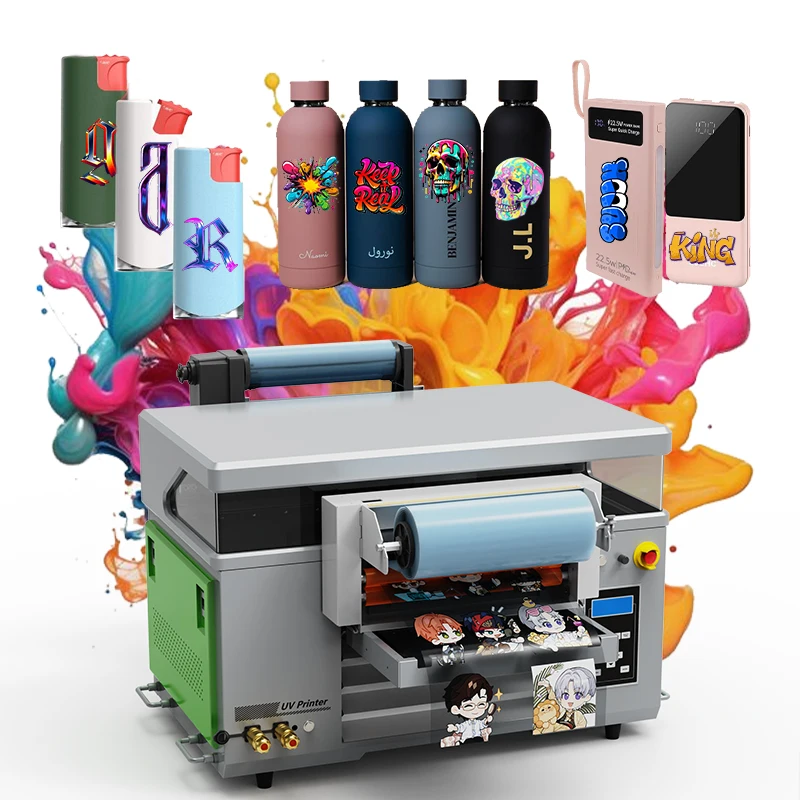UV DTF Printer 4060 Multi-function xp600 dual nozzle small business press Flat toy box glass cup T-shirt hot stamping machine