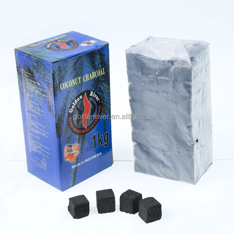 Professional manufacturer 1kg Golden River coconut charcoal Blue box 22mm