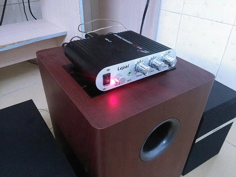 Мини HiFi автомобильный аудиоусилитель LP-838 2 1 стереоплеер 12 В усилитель звука сабвуфера LP838 MP3 MP4 0
