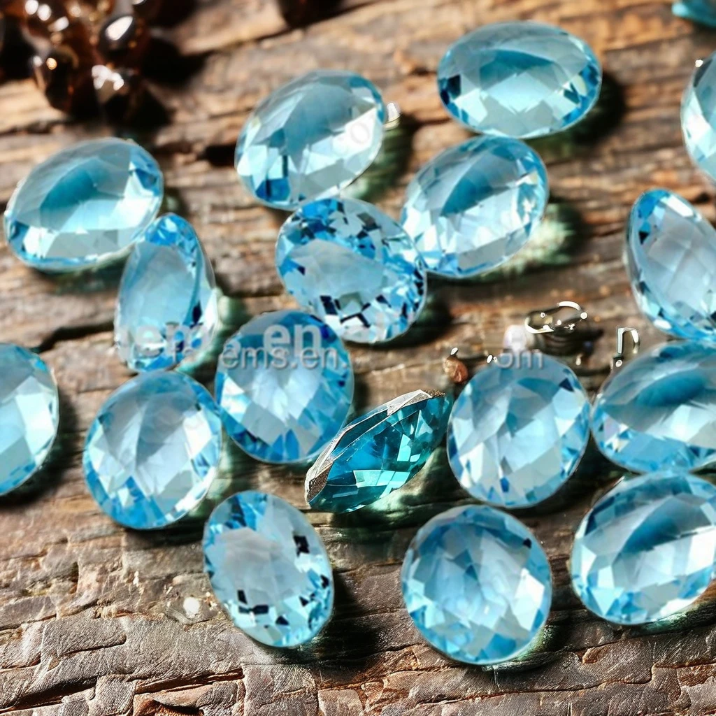 Best Price Wholesale Blue Topaz High Quality Oval Sky Blue Crystal Gemstone Jewelry Making Heart Pear Emerald Glass Jewelries