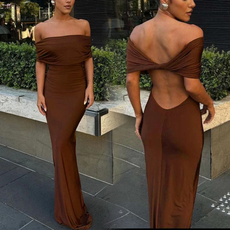 2024 New Design Ladies Temperament Dresses Spring Summer One Shoulder Open Backpack Hip Sexy Women Party Dress