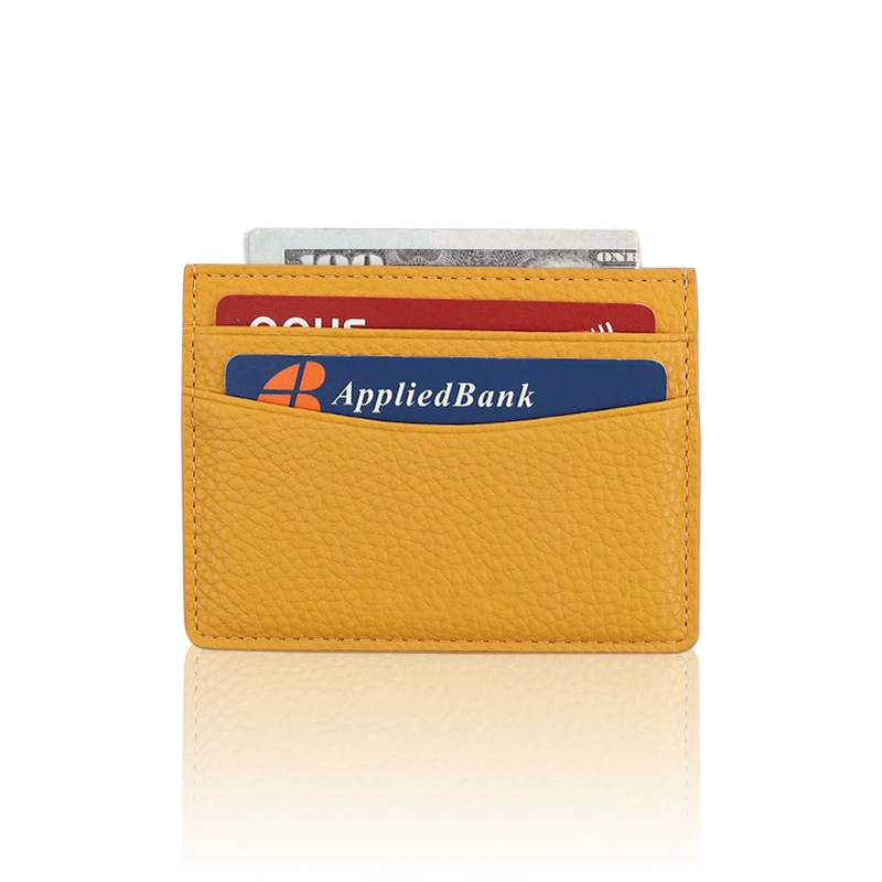 Women Custom Logo Wallet Color Pebble Leather Card Holder Slim Credit Cardholder Wallet