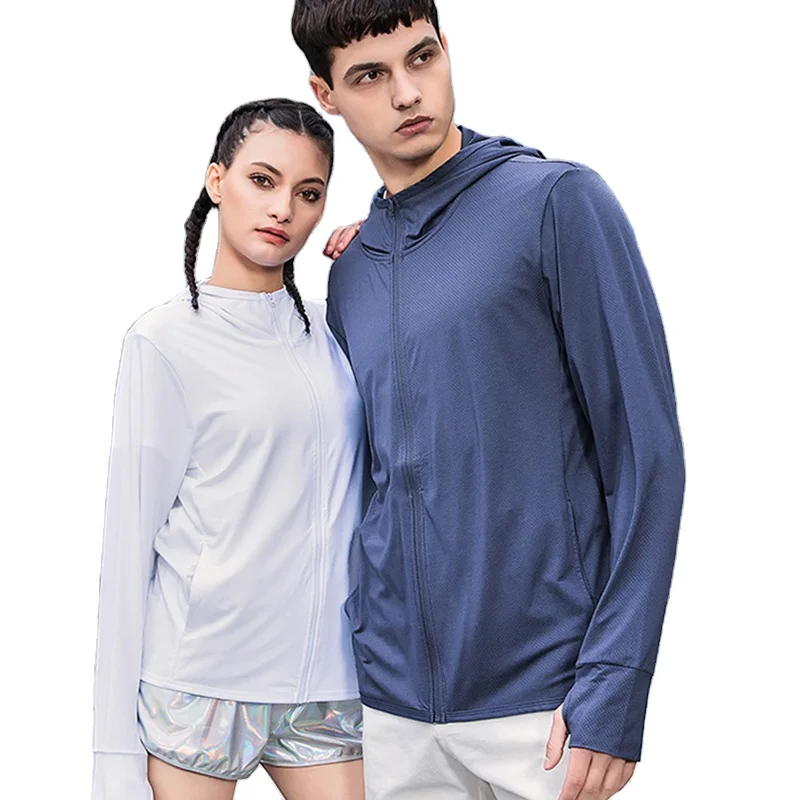Summer 2021 New Outdoor Sports Breathable Hooded Sun Protection Clothing Couple Stretch Ice Silk Sunscreen Clothing