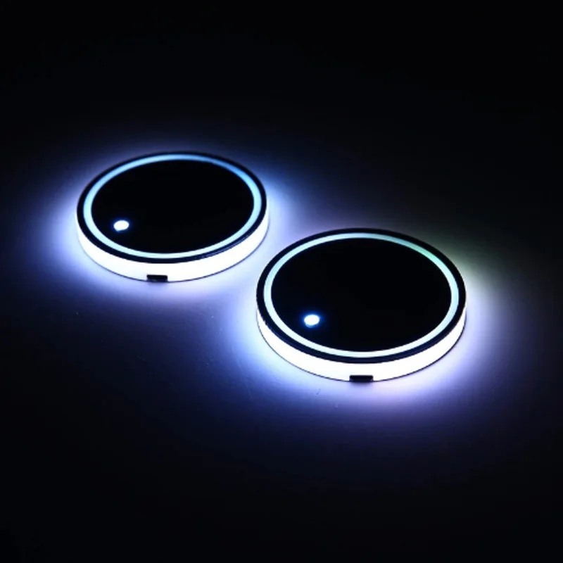 Car LED car logo cup light stand USB charging waterproof mat