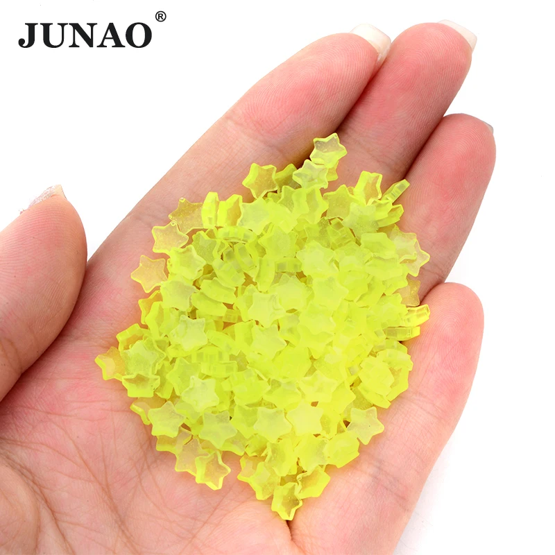 JUNAO Wholesale Packaging Glitter Star Resin Cabochon Glow In The Dark Purple Nail Art Decoration DIY Luminous Resin Rhinestones