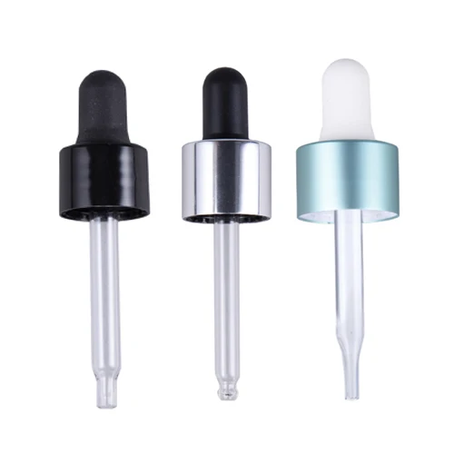 Virous type pipettes assemble aluminum shell plastic dropper rubber teat for luxury glass packaging bottle for essential oil