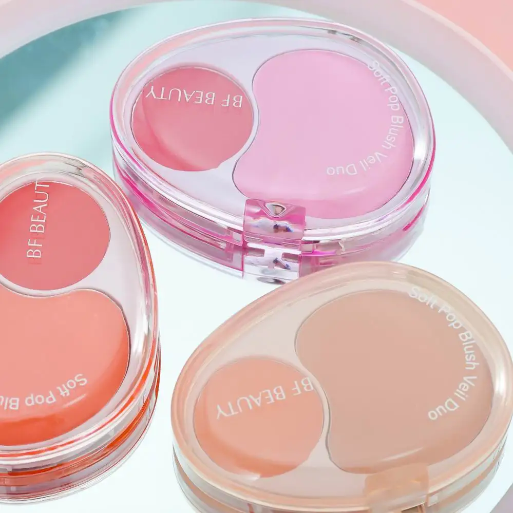 Luxury Custom Logo Velvet Blush Makeup Tablet Private Label Long Your Logo Here Loose Powder Blush Veil Duo Soft Pop Blush