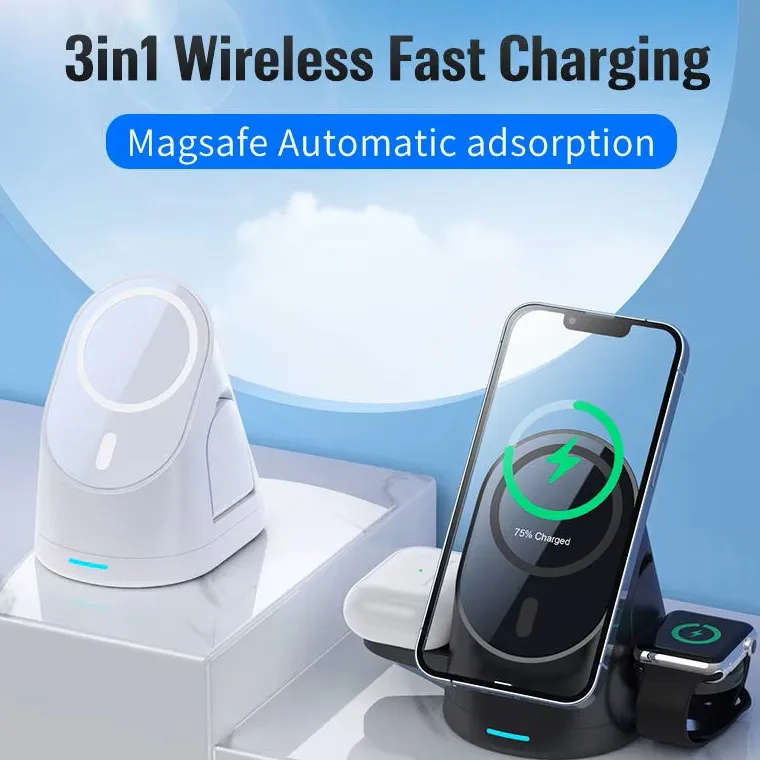 qi2 3 in 1 wireless charger Magnetic suction 15w smartwatch earphone iphone phone Wireless Charger for smartphone