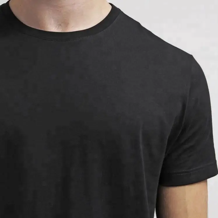 Fashionable Black Round Neck Slim Fit 100% Egyptian Pima Cotton Blank T-Shirt