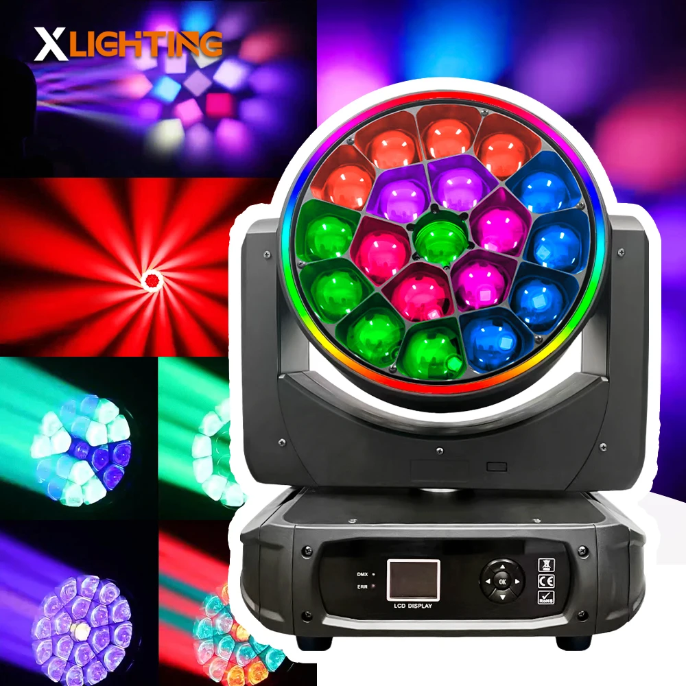 HAWKEYE 19x40W RGBW 4in1 LED moving head light with DMX control bee eye beam moving lights for stage disco party dj club using