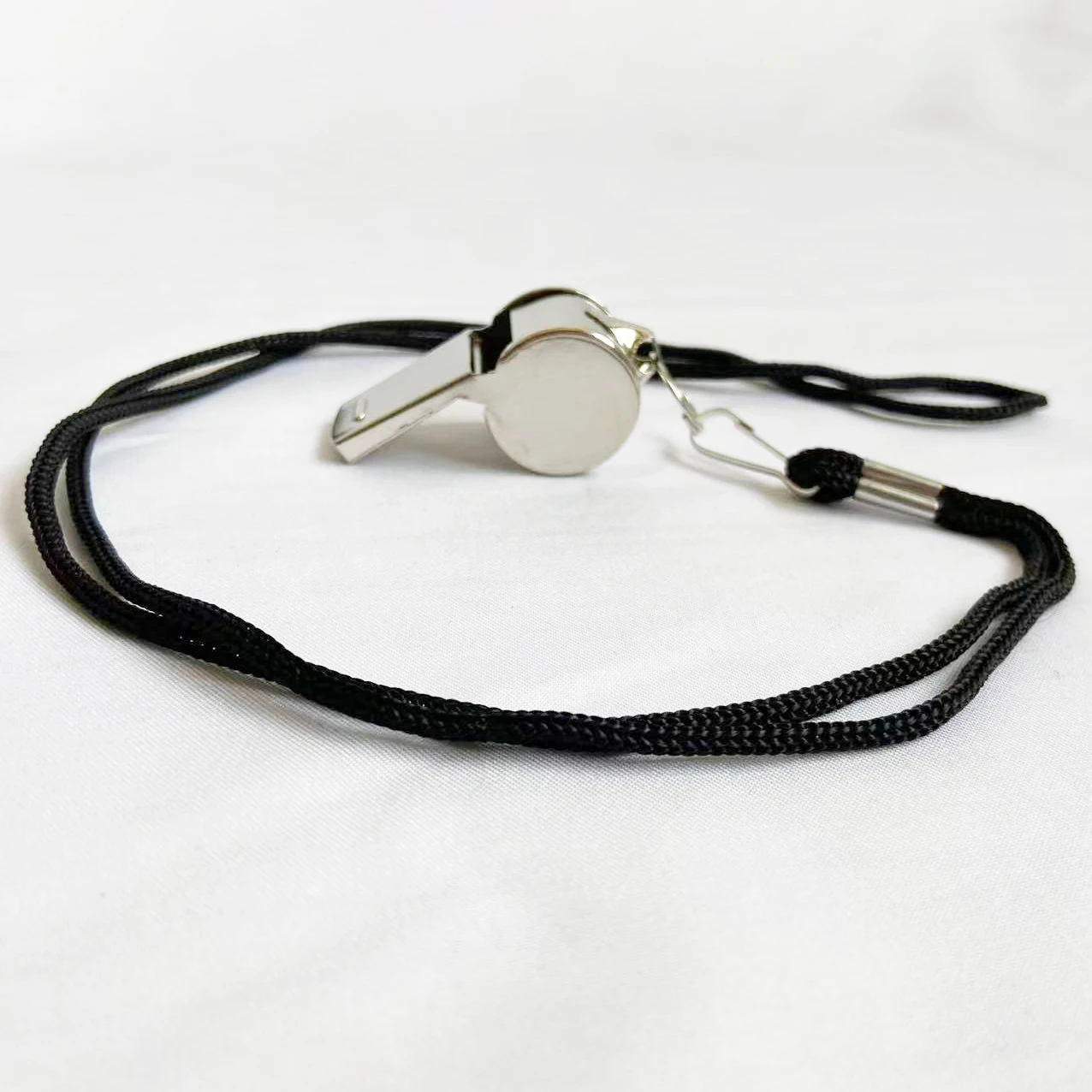 black cord Metal whistle sports events and  basketball soccer ball referee Stainless steel whistle
