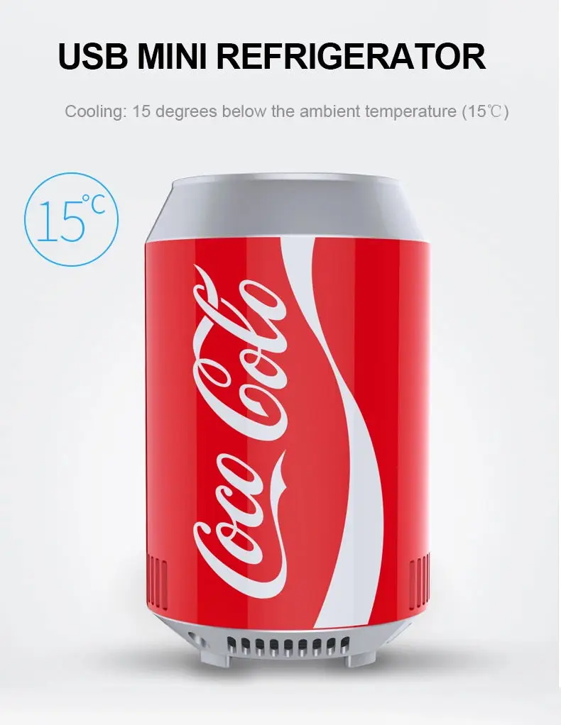 Top Open Lid Can Cooler Refrigerator Round Beverage Cooler 0.5L Mini Fridge