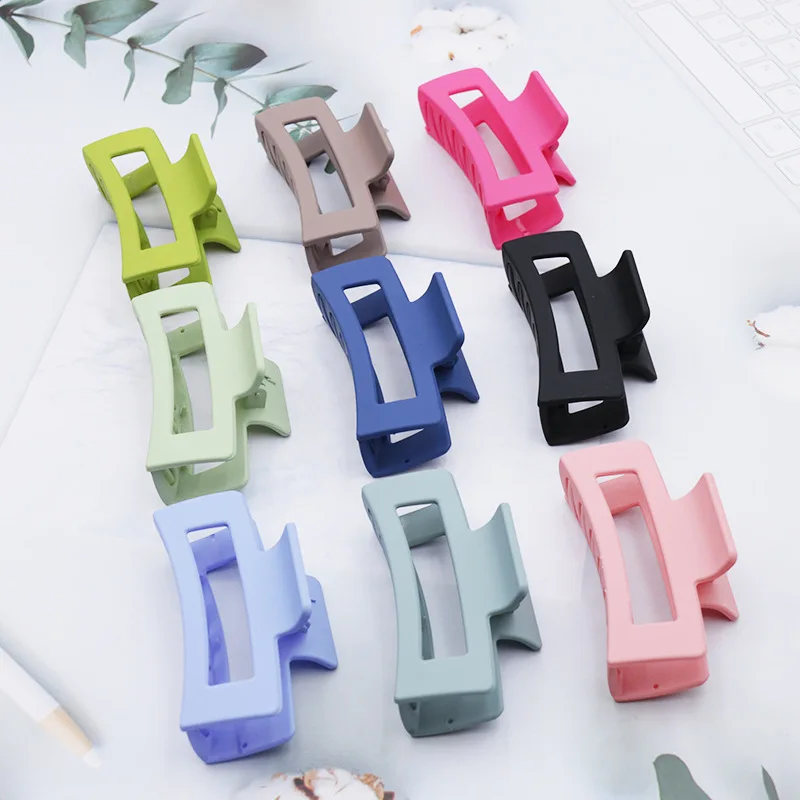 8.5CM Korean Square Hair Clamp Medium Size Plastic Matte Frosted Sharp Hair Claw Clip Hair Accessories For Women