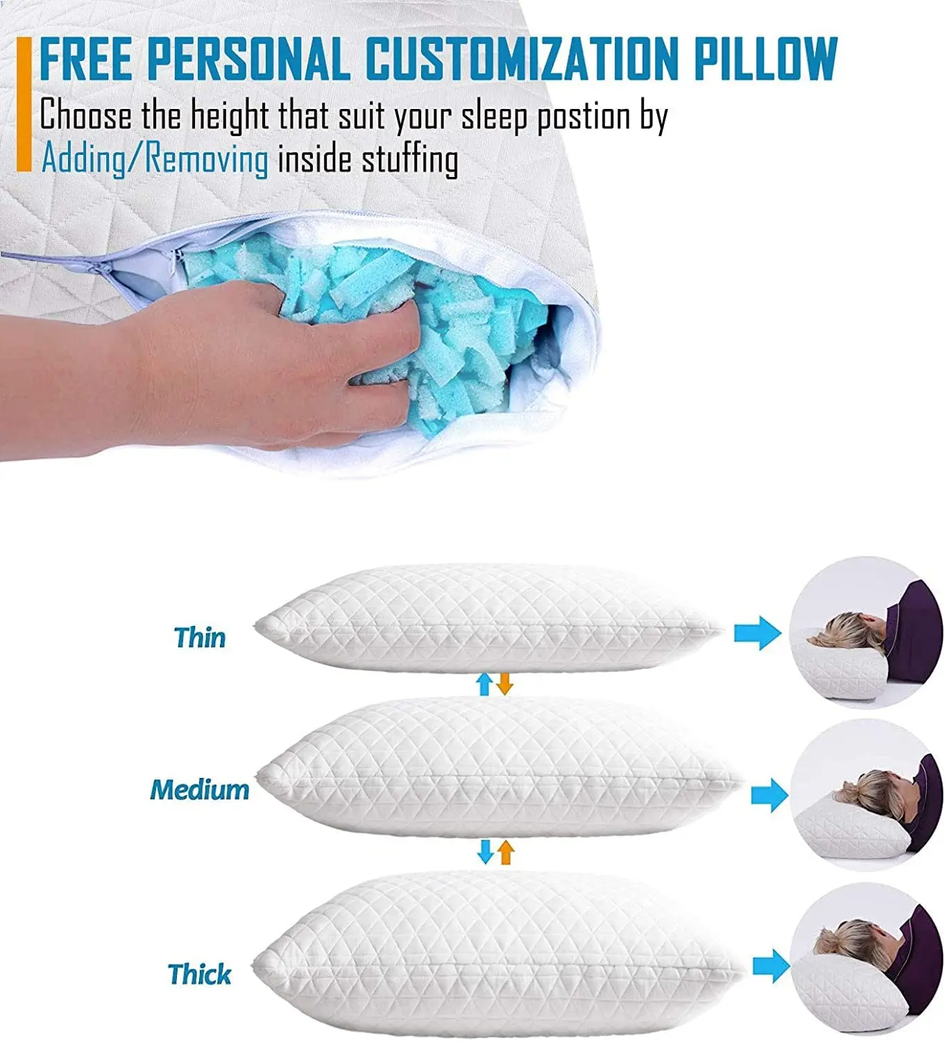 Sleep Aid Skin-Friendly Comfort Bamboo Cover Memory Foam Pillow For Sleeping