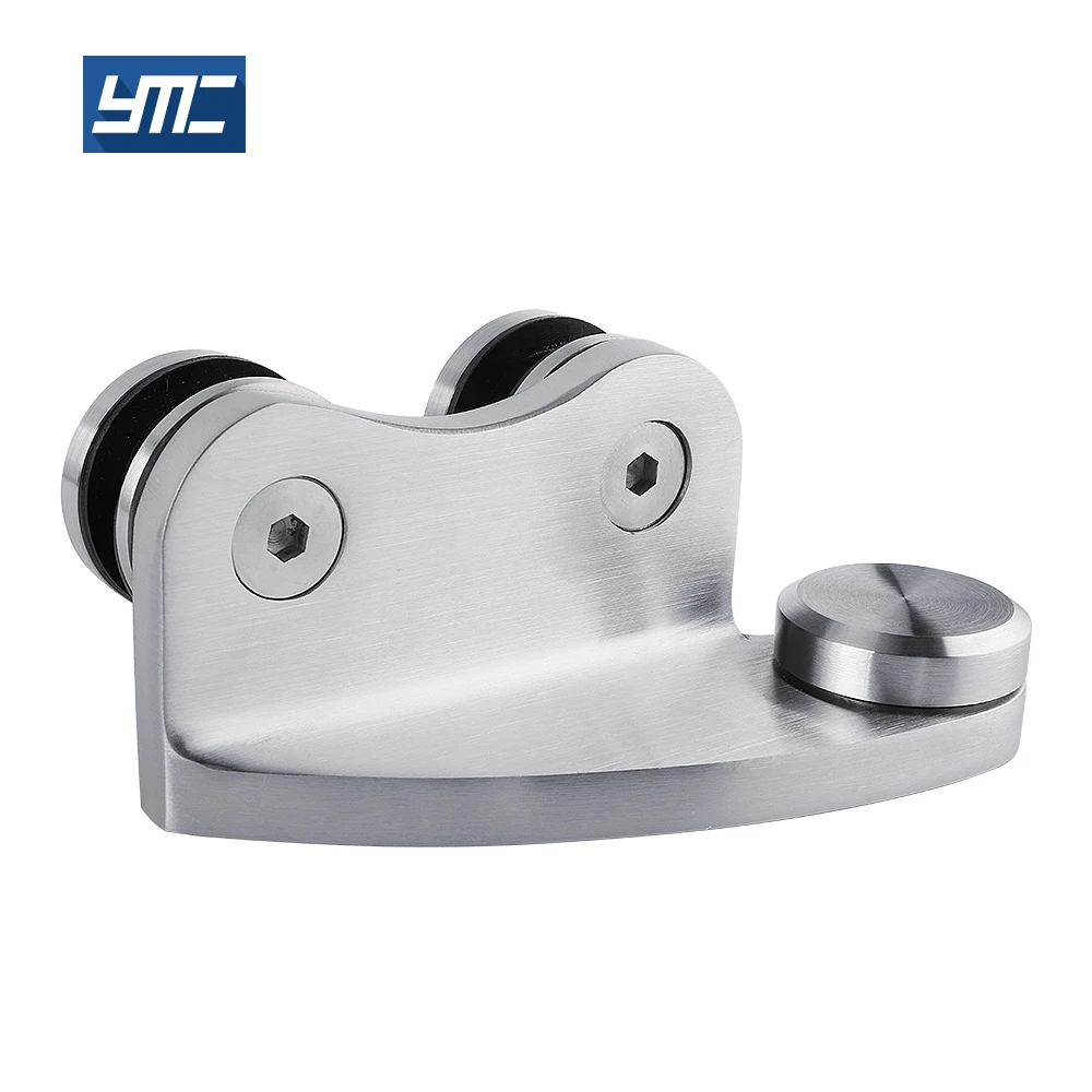 Easy Install Stainless Steel 304 Brushed Offset Bottom Patch Fitting Floor Clip Glass Door Clamp