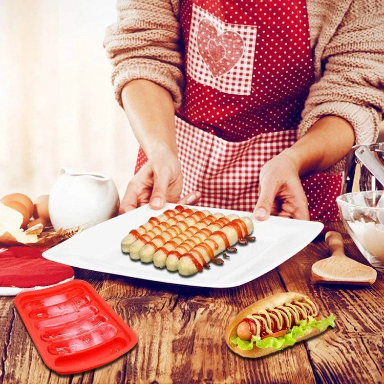 BPA Free DIY 6 Cavity Sausage Molds Food Grade Silicone Sausage Holder Hot Dog Molds Sausage Maker Mold