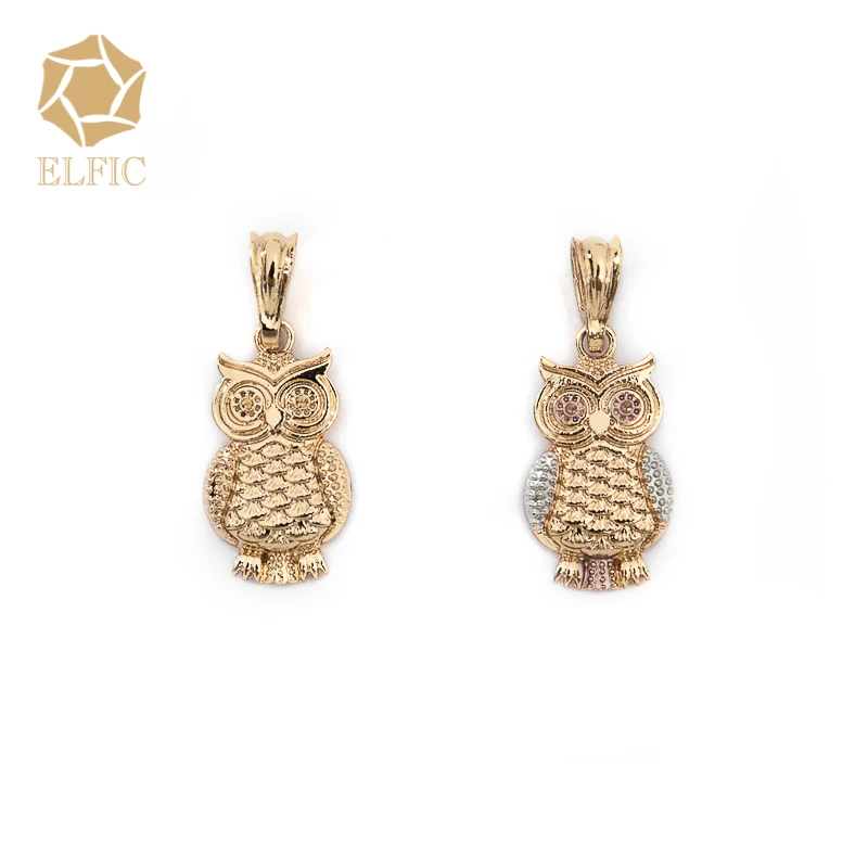 Elfic 18k Plated Jewelry Gift Owl Necklaces Animal Pendant Gold Religious Zircon Charm Pendants 18 K Gold,platinum and Rose Gold
