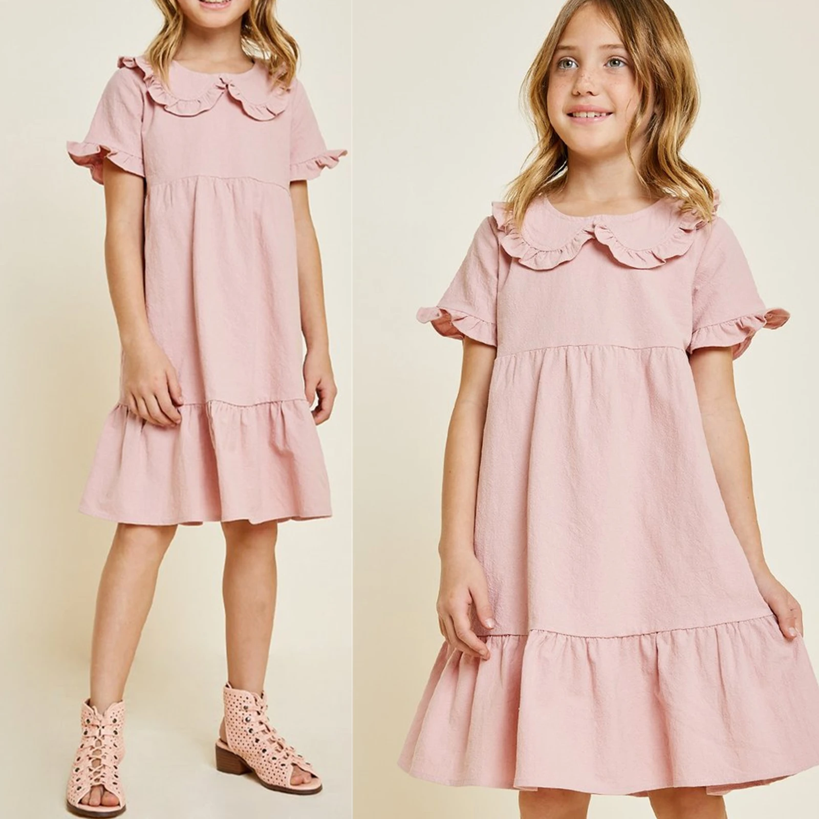 Summer Children Girl Clothing Kids Clothes Girls Dress Custom Wholesale Kids Wear Vendor Designers Ruffle Dress