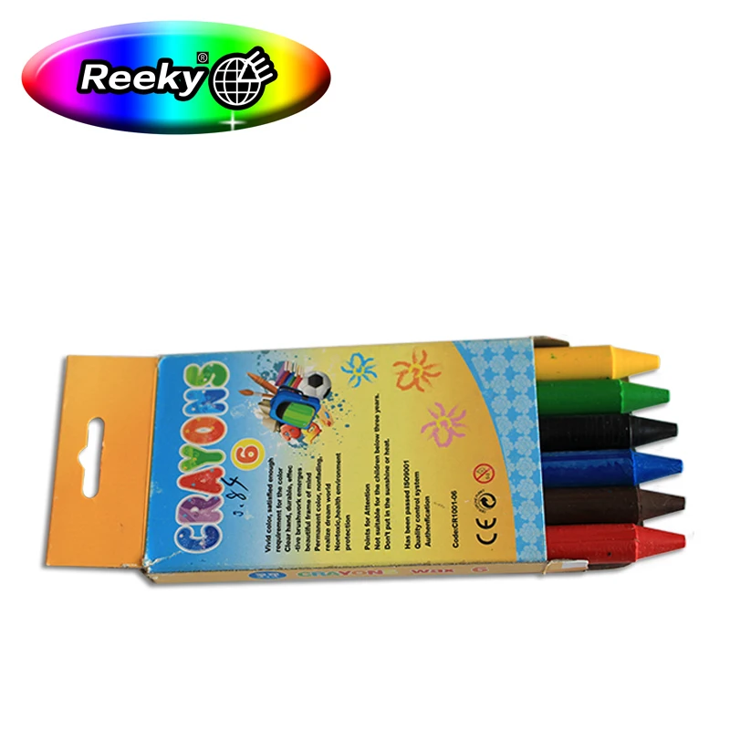 Square Crayon Art Drawing Crayons 6 Packing and Accept Customized Color Box 24 Peanut Bathtub Wax Crayons Set for Kids