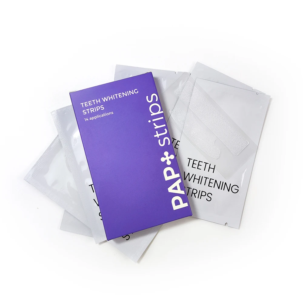 Private Logo Most Sale Teeth Whitening Strips Mint Flavor 30 Minutes 28 PCS PAP+ Purple Teeth Whitening Strips