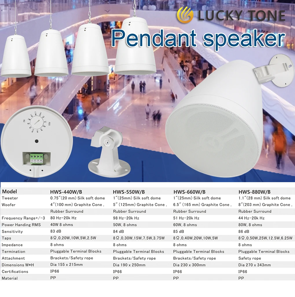 T High Quality 8ohm Ceiling Hanging Audio Player Wall Speaker Suspended Hang Ceiling Chain Pendant Speaker