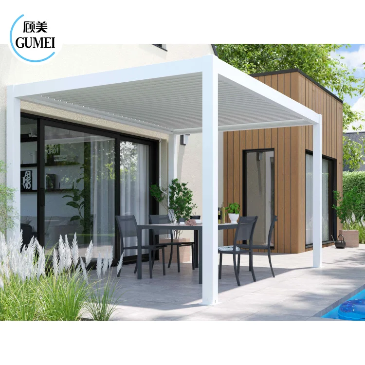 Outdoor Garden Customized Motorised Side Screen Aluminum Pergola Terrace Cover Pergola Bioclimatic Pergolas