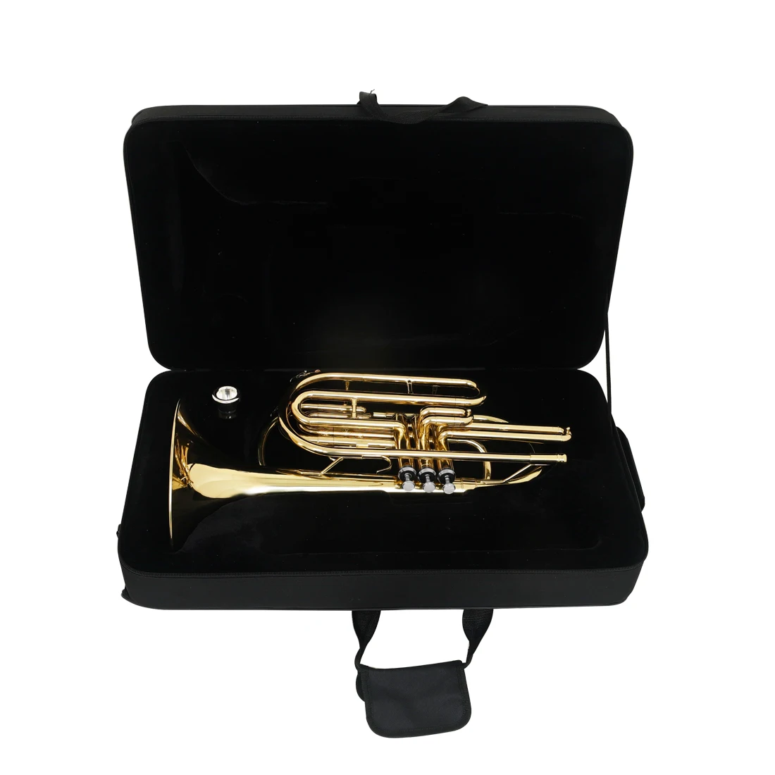 Factory Wholesale 3 Piston Brass Tube Body Monel Piston Bb Tone Vertical Key Marching French Horn With Case
