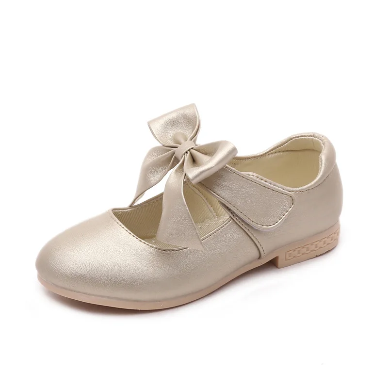 Newest children shoes Baby Girls Fashion Patent Leather Big Bow Princess Party Dance kids Shoes Solid Color Student Flats shoes