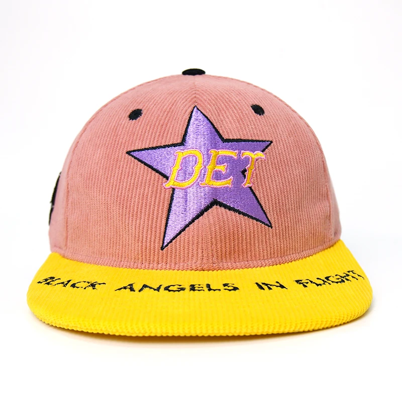 Qianzun Manufacturer streetwear retro embroidery wholesale high quality corduroy fabric a frame oem hip pop snapback cap