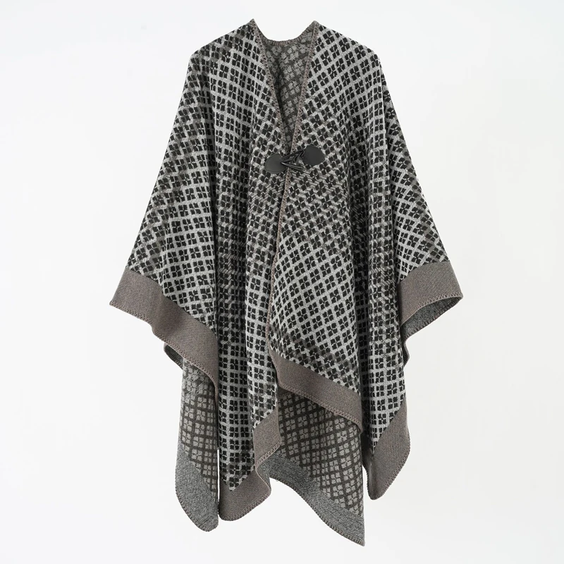 Hot Sale Elegant Warm Pashmina Kashmiri Poncho Scarf Cape Women Winter Jacquard Cashmere Shawls