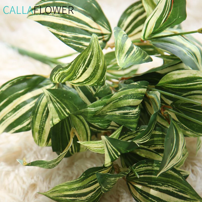 Plastic Silk Material Green Artificial Leaf Greenery Leaves Artificial Plants
