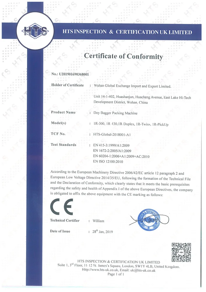 Multi-Function Stand Up Pouch Filling and Sealing Machine