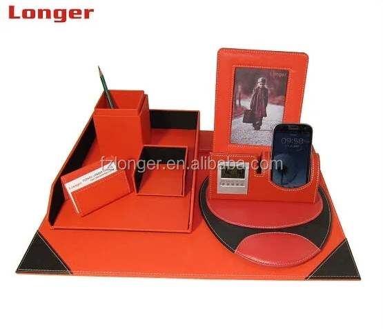 LG890 Modern style high quality customized luxury faux leather office stationary desk gift set