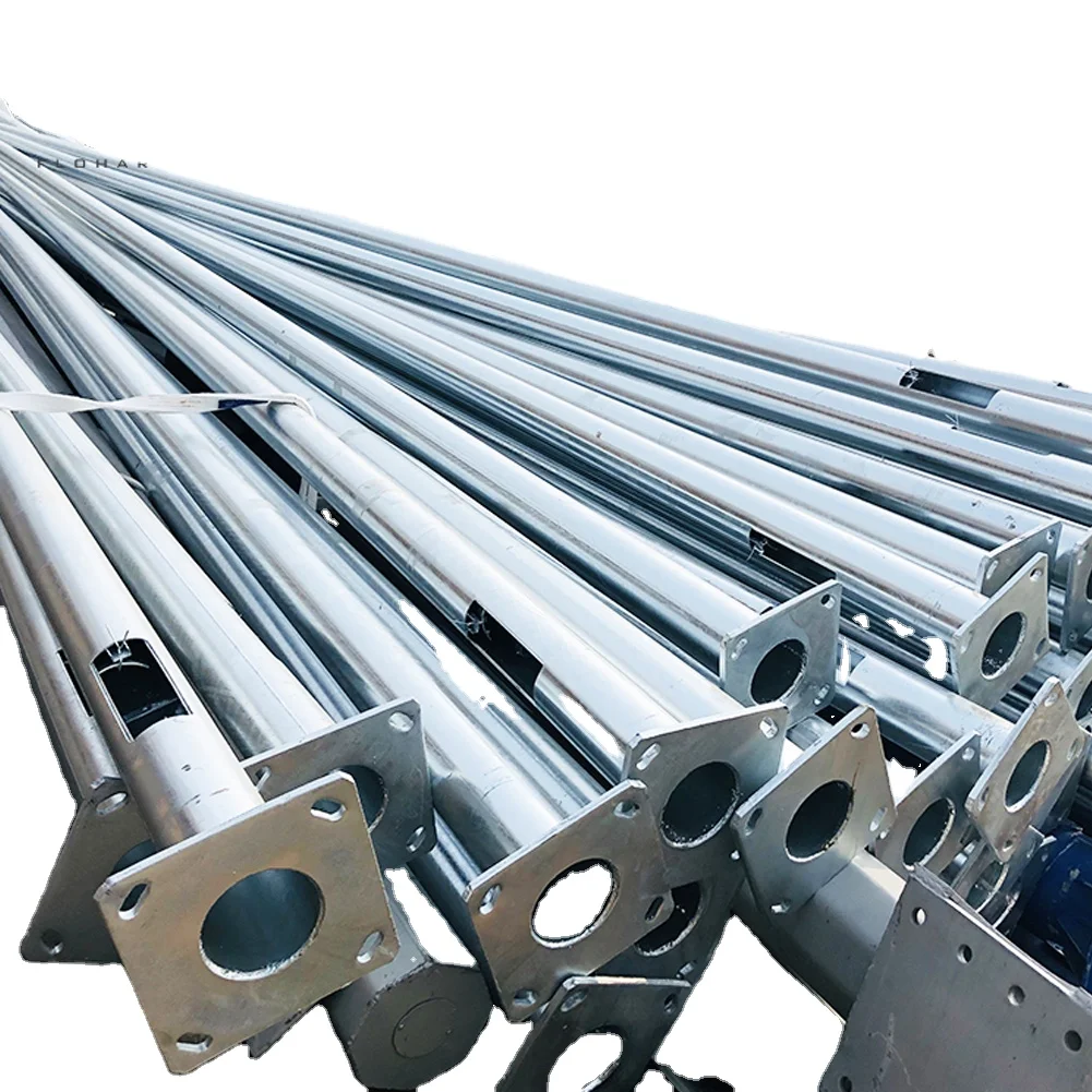 high quality OEM outdoor waterproof steel lamp poles round straight steel solar light pole aluminum street light pole