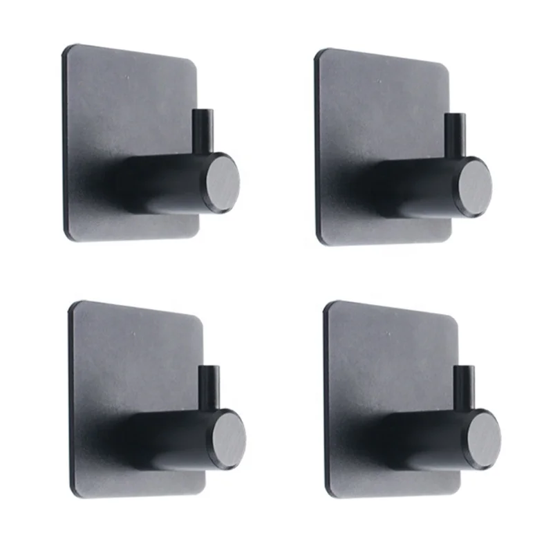 HOT Gold black colorful aluminum no drill removable traceless self adhesive hook 4pack 3M sticker hanger Wall strong hook