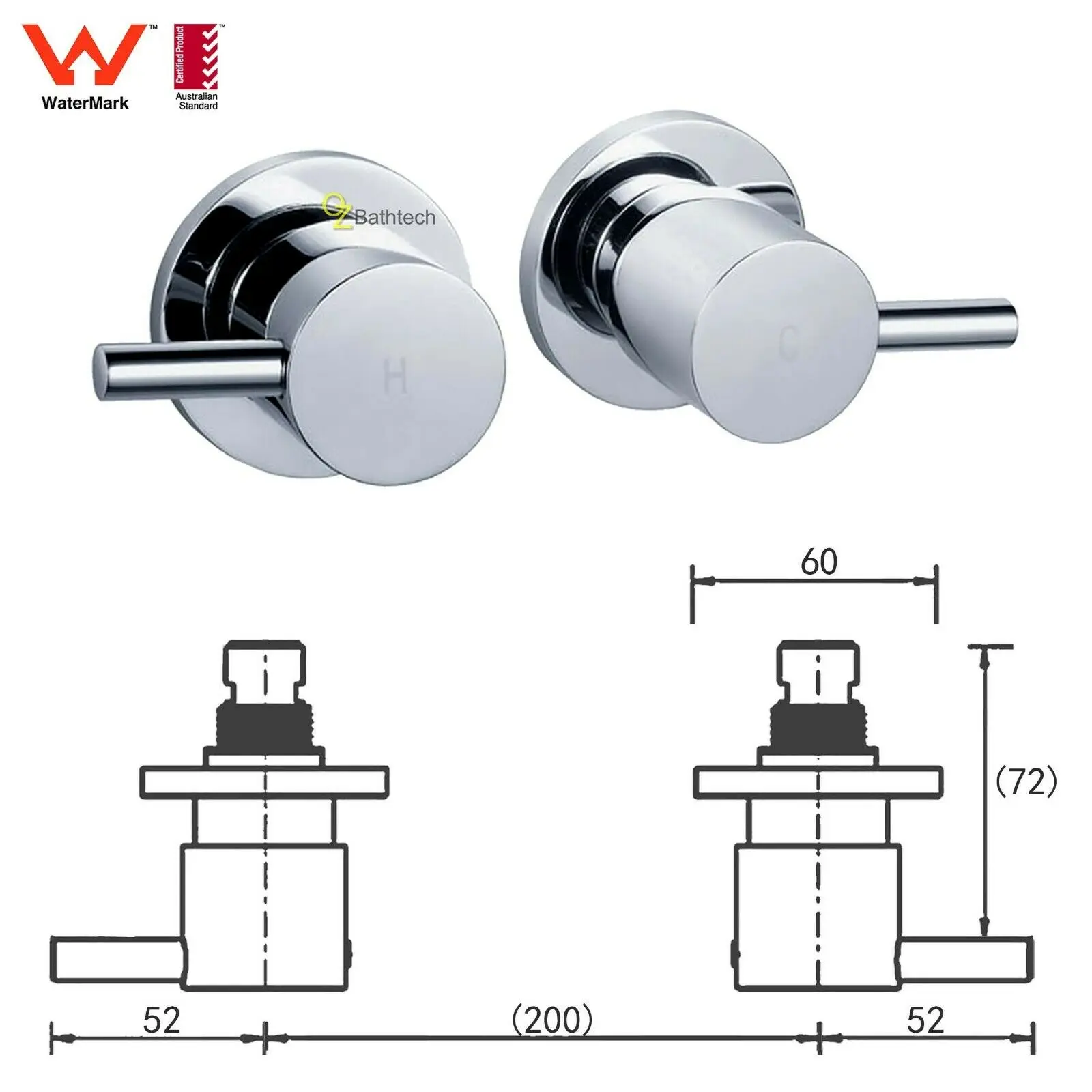 Brass Round Wall Bath Mixer Hot Cold Twin Taps for Shower Head Chrome Bathroom Washing Machine Stops