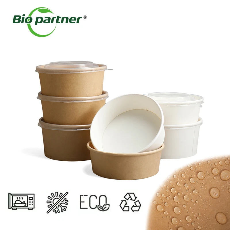 Factory Wholesale Large Size Biodegradable Kraft Paper Food Container Take Out Paper Food Bowl Sandwich Salad Box