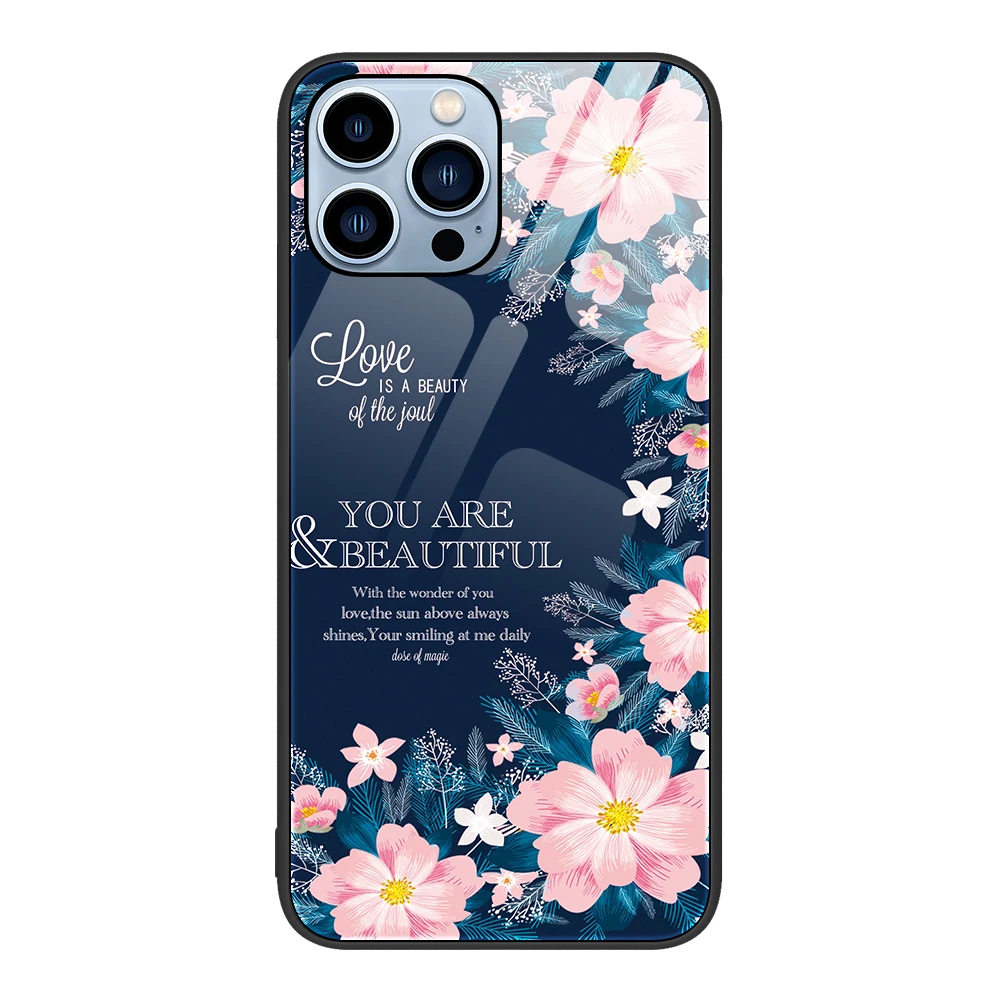 New fashion style painted tempered glass custom pattern photo for iphone 15 14 promax mobile phone glass case