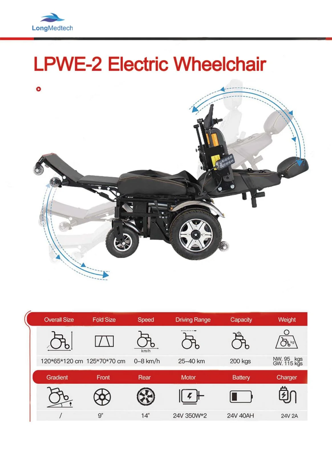 Standing Up Walking Assist Wheelchair High-Power Differential Motor Automatic Wheelchair