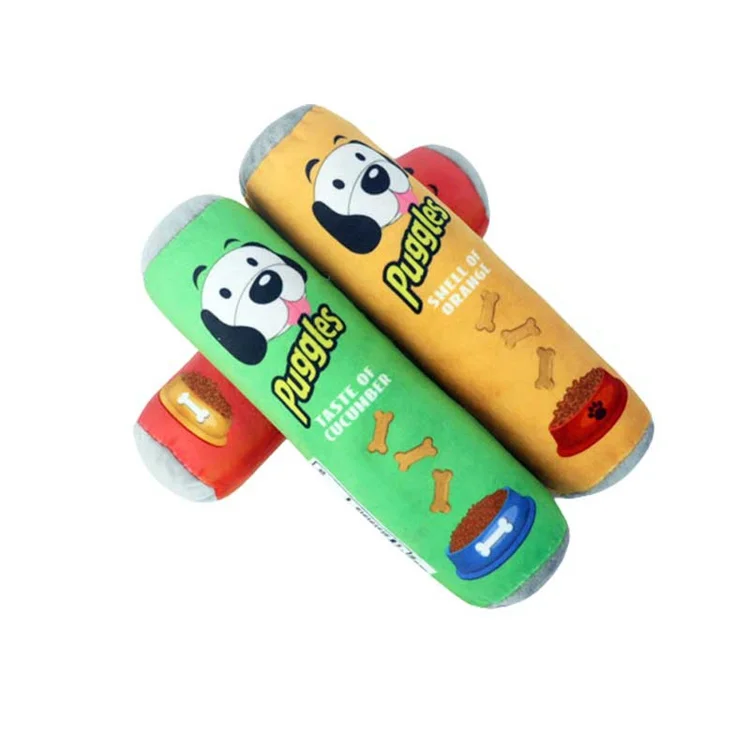 Wholesale Pet Products Cylindrical Resistant Soft Machine Washed Chew Plush Squeaky Dog Toy