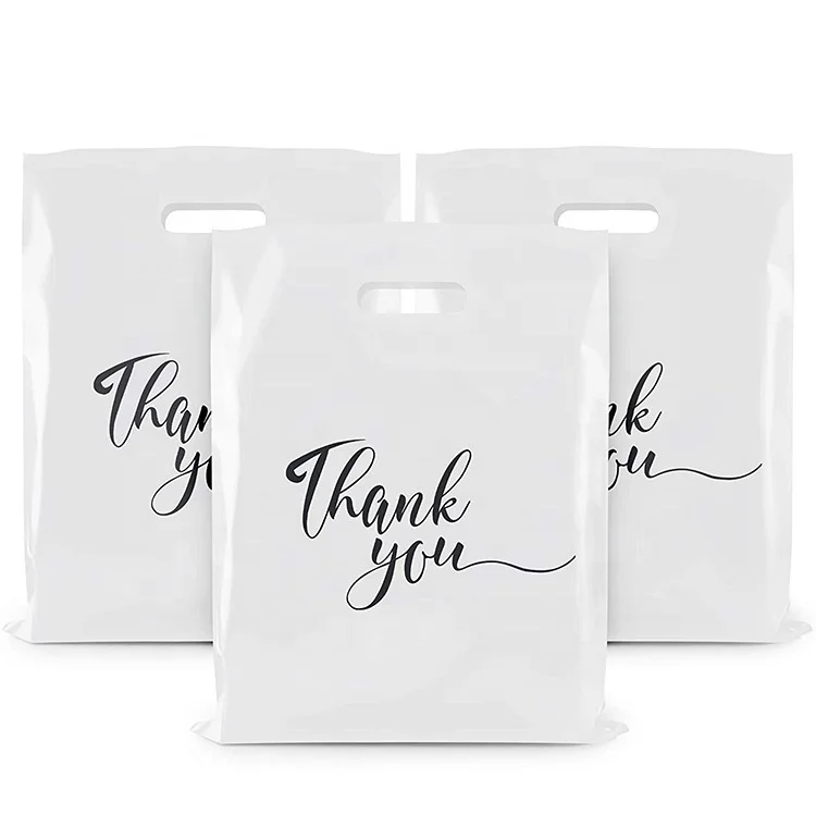 cheap Custom 25x35cm plastic shopping bags thank you carrier bags with logo