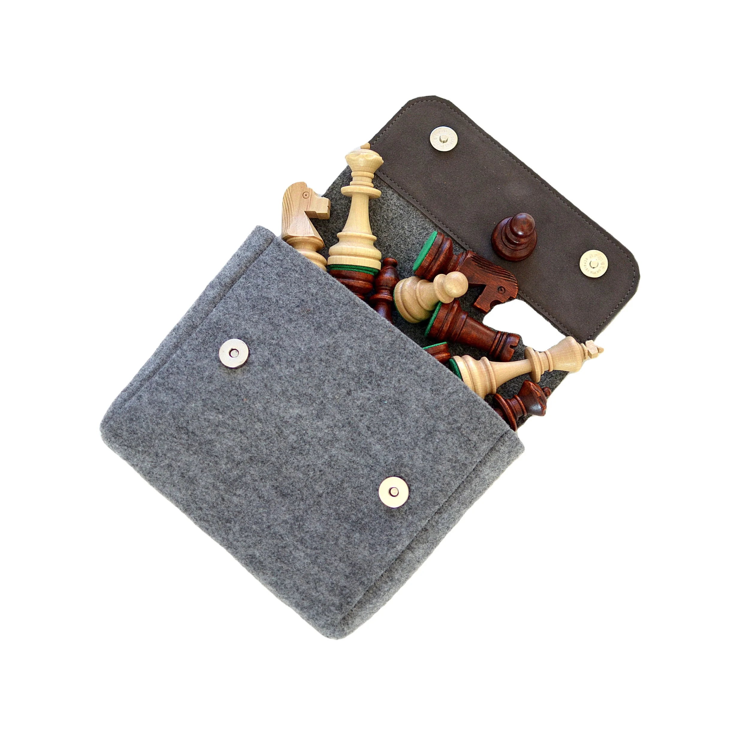 Felt Chess Bag Travel Portable Pieces Roll- up Go Board Game Accessories for