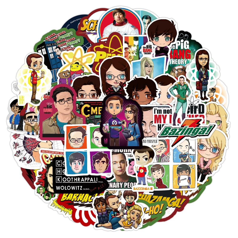50pcs The Big Bang Theory Stickers Waterproof Skateboard Motorcycle Guitar Luggage Laptop Bicycle decals Sticker Toys