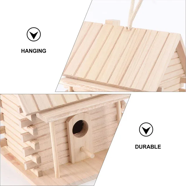 Country Style DIY Wooden Solid Wood Bird Nest Creative Indoor and Outdoor Bird House With Polished Paulownia Home Gift