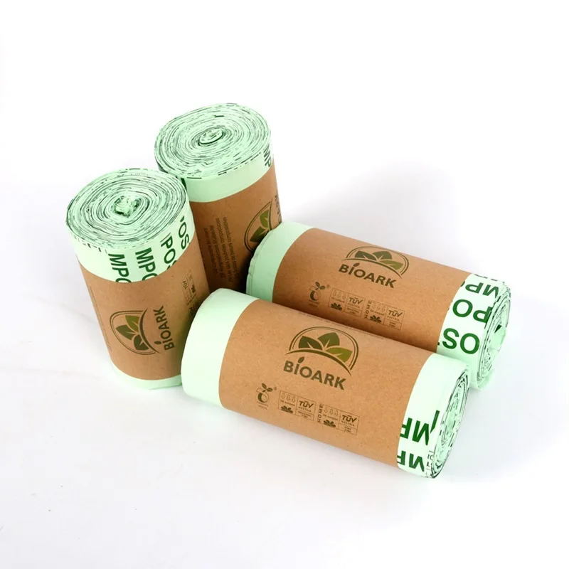 Low MOQ Eco Friendly 100% Biodegradable Cornstarch PLA PBAT Based Bags Garbage Trash Custom Printed Compostable