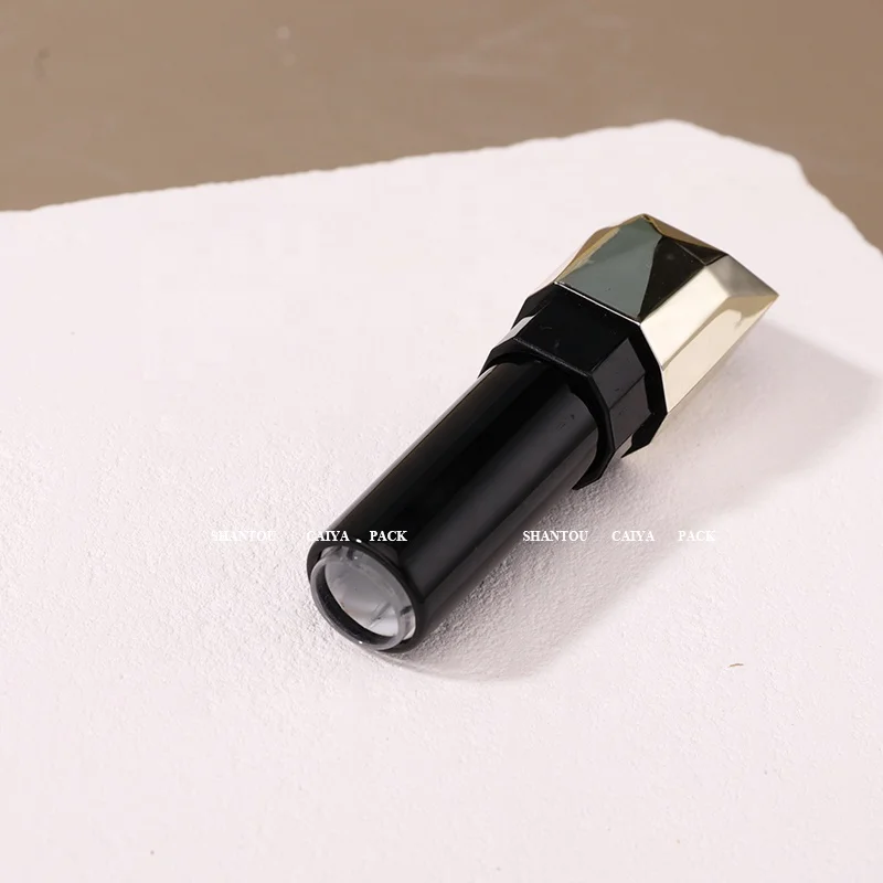 CAIYA PACK Bling glitter shiny gold plastic unique lipstick tubes Custom Lipstick Container lip gloss packaging