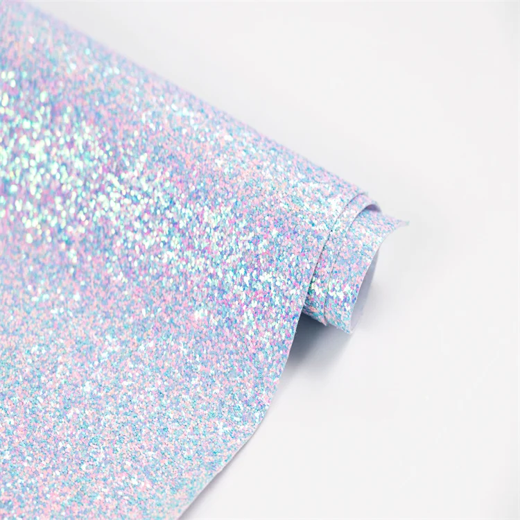 Good Quality Fabric Fine Helographic Rolls Blue Glitter Faux Leather A4 Sheets