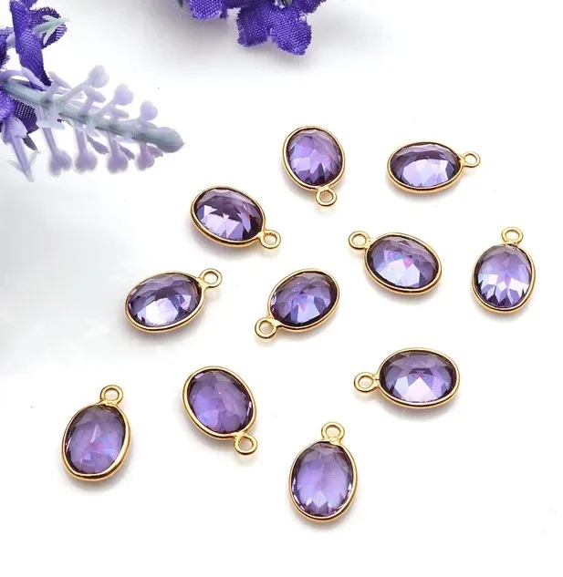 Alexandrite Faceted Bezel Set Oval Single Bail Gemstone Charm Connector Pendants